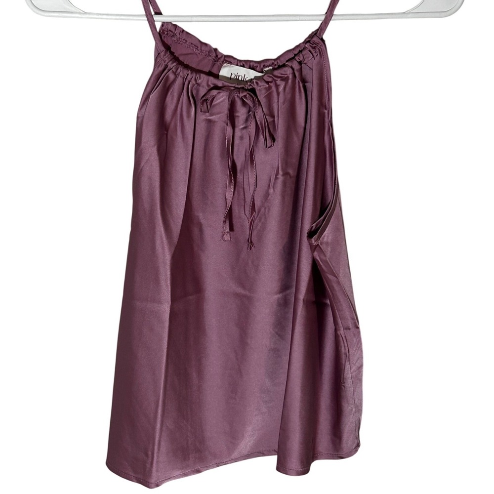 Pink Rose Silky Feel Cami Top in Lilac Groove Front Tie Women's Size Medium NWT